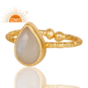 Best Quality Sterling <b>Silver</b> 18K Gold <b>Plated</b> Handmade Natural Rainbow Moon Stone Gemstone Ring Demi Fine Jewelry For Women - Product Image 2