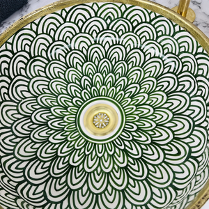 Kidoir Marruecos recipiente pintado a mano lavabo de baño de latón encimera templada con un solo cuenco diseño de arte elegante y precio - Product Image 4