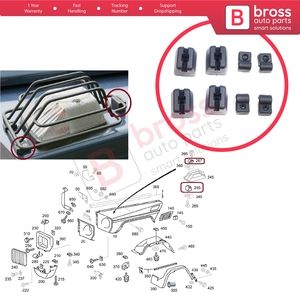 Juego de soportes de abrazaderas de guardabarros con rodamientos para rejilla delantera de faro y señal de giro BSR558-2 para Clase G W460 W461 0009952820 000811124 - Product Image 5