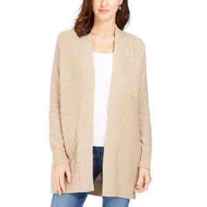 Cardigan Lungo da Donna Charter Club, Beige con Stampa Patchwork e Ricami, Bottoni, Invernale/Autunnale, Lana e Acrilico, Disponibile in Taglie Petite e Medium - Product Image 1