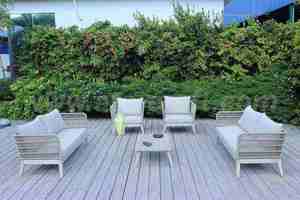 Sofá de Exterior de Diseño EMERALD con Base de Madera Natural y Tejido de Cuerda - Product Image 2