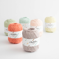 Fil à tricoter doux en coton Chablis (60g) ton pastel, haute qualité, Corée du Sud