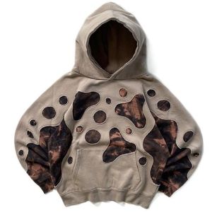 Sweat à capuche vintage pour homme avec patch brodé et motif imprimé, tissu en molleton 100% coton - Product Image 6