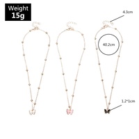 Ensemble de 3 colliers pendentifs papillon, émail coloré, breloques, chaîne à billes, accessoires mignons pour enfants, cadeau de Noël