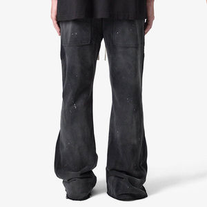 Pantalon évasé taille haute pour homme 100% coton biologique Toile Taille élastique Respirant Coupe-vent Style streetwear tendance - Product Image 5