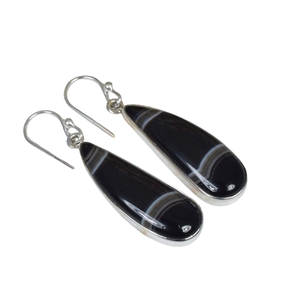 Pendientes de ágata con bandas, pendiente de gancho de piedras preciosas de Plata de Ley 925, joyería de mujer con forma de pera, joyería hecha a mano, regalo para el día de Pascua - Product Image 1