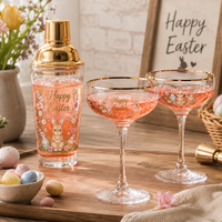 Shaker à cocktails en métal de luxe moderne et durable, motif Lapin de Pâques doré, coffret cadeau, ensemble personnalisable avec logo pour les fêtes de printemps
