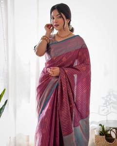 La mayoría de las ventas Pattu Silk Saree con rico contraste Tejido Seda Saree plisado Sarees Listo para usar - Product Image 2