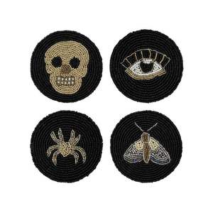 Conjunto de 4 posavasos artesanal con bordado de cuentas, diseño de Halloween, Top elegante y el mejor diseño único de moda de Hiba Enterprises - Product Image 1