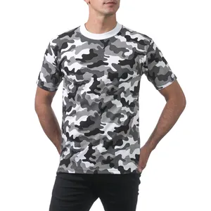 Mans 100% Peigné Coton Camouflage Ras Du Cou À Manches Courtes Tee T-shirt Ras Du cou T Shirt