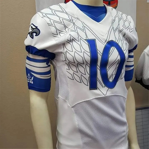 Camiseta de tela transpirable de poliéster personalizada, camiseta recortada, camiseta de fútbol americano cosida con bordado sublimado - Product Image 6