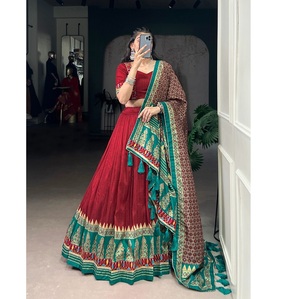 High Quality Tushar Silk Embroidered Chania Choli with Real Mirror Gomti Work and Rich Navratri Style Look for Traditional Wear - Product Image 1