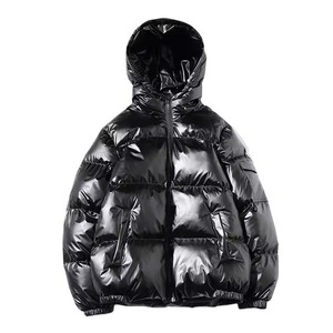 Chaqueta Acolchada de Nailon Impermeable Negra para Hombre, Cuello Alto, Logotipo Personalizado, Secado Rápido, Relleno Grueso de Poliéster, Ropa de Calle de Invierno - Product Image 6