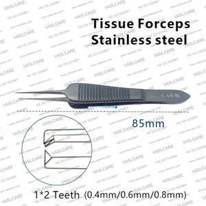 Fórceps de tejido dentado quirúrgico oftálmico 0,4mm/0,6mm/0,8mm acero inoxidable con mango negro BY Vaslcare - Product Image 5