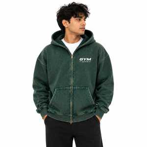 Men Dark <b>Green</b> Regular Fit Anti-Wrinkle Acid Wash Solid 2 1 Lightweight Pullover Hoodie Custom <b>Gym</b> Active Logo Fleece Streetwear - Product Image 6