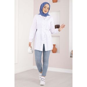 Chemise en popeline de coton côtelée à lacets pour femme, style coréen, avec logo brodé et volants, coupe ajustée courte, idéale pour le bureau, printemps-été, taille XL - Product Image 3