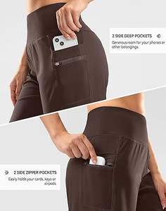 <b>Women's</b> High-Waisted 9'' Athletic <b>Shorts</b> <b>Knee</b>-<b>Length</b> Bermuda Design Zipper Pockets Breathable Gym Fitness Running Everyday Wear - Product Image 3