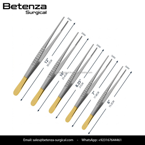 Pince à tissus DeBakey en acier inoxydable allemand, droite, 150 mm, à pointe fine, atraumatique, pour prélèvement vasculaire, avec embout de pouce - Product Image 4