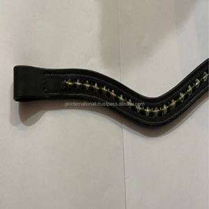 Top Quality Horse <b>Equestrian</b> Products Thick Saddle Leather Horse Brow Band Empty Channel Designed with 1 Row Crystals Rhinestone - Product Image 5