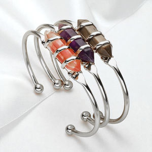 Pulsera de moda hecha a mano para mujer, brazalete semiprecioso de piedras preciosas de ojo de tigre hexagonal puntiagudo, suministro a granel al por mayor - Product Image 6