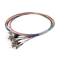 Cable de empalme por fusión de telecomunicaciones de fibra óptica FC UPC Pigtail OS2 9/125um monomodo con código de color, longitud personalizada 12, PVC LSZH CE