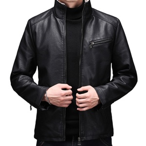 Chaqueta de Cuero para Hombre, Corte Entallado, Cuello Informal, Cómoda y a la Moda, con Estilo de Piel de Cocodrilo, Nueva Moda para Primavera y Otoño - Product Image 1