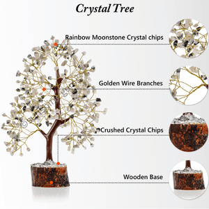En gros de haute qualité arc-en-ciel pierre de lune cristal arbre pierres naturelles guérison cristal arbre de vie Feng Shui arbre forme inde - Product Image 2