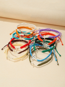 Bán buôn bán 12 Cái/Bộ Tôn Giáo crucifix Vòng đeo tay thiết lập Boho dây chuỗi Bangles Công Giáo vài bện qua lớp Vòng đeo tay - Product Image 2
