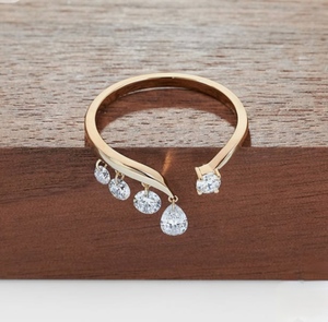 Women's 18K Yellow Gold Pear And Round Cut Open Ended <b>Crown</b> Filled Lab Grown Diamonds IGI Certified Classic Engagement <b>Ring</b> - Product Image 3