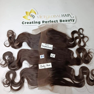 Extensions de cheveux ondulés 13x4 transparents brun foncé #4 couleur 100% cheveux humains bruts cambodgiens Machine Double trame Premium - Product Image 1