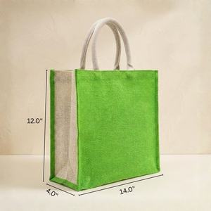 Sac fourre-tout en jute vert Priglob Exim, couleur unie, ouverture supérieure, style preppy, décoration lettres, sac de plage, de voyage, de shopping quotidien - Product Image 4