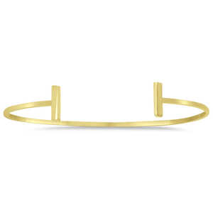 HECZA JEWELS <b>14K</b> Yellow <b>Gold</b> T-Shape Cuff Bangle <b>Bracelet</b> Trendy Women's Gift Daily Wear Jewelry - Product Image 2