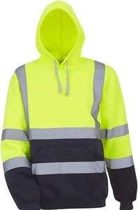 High Visibility Cotton Reflective Safety Clothing Hoodie Class 3 Yellow Long Sleeve Hi Vis Hoodie for Workers service - Product Image 5