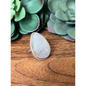 Reda Galvan Moonstone & Sterling Silver <b>Ring</b> Size 8-Trendy Adjustable Gift for Kids - Product Image 3