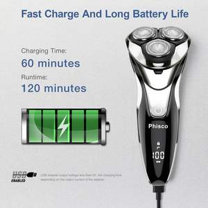 Rasoir électrique pour homme avec têtes rotatives 3D, étanche, rasage humide et sec, charge rapide et longue durée de vie de la batterie, écran LCD - Noir - Product Image 5