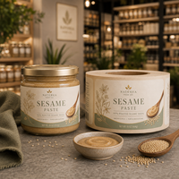 Étiquettes personnalisées pour pots de tahini, autocollants en papier kraft gaufré, autocollants adhésifs pour emballages alimentaires haut de gamme