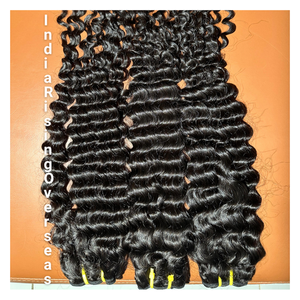 Paquetes de cabello de onda profunda India cruda de calidad superior Extensiones de cabello humano doble dibujado de cabello Remy de templo sin procesar - Product Image 2