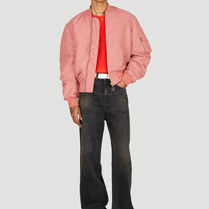 Luxury Men's Zip-Up Bomber Jacket High <b>Fabric</b> Solid <b>Purple</b> Color Winter Outdoor Wear with Stand Collar Men Bomber Jacket OEM - Product Image 2