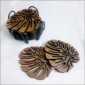 6-Piece Non-Slip <b>Wooden</b> Coasters <b>Set</b> Heat Insulation Pad Drinks <b>Tea</b> Cups Coffee Mugs Wood Tabletop Coaster Holder Heat Resistant - Product Image 1