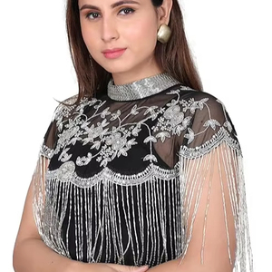 Cape burlesque perlée et pailletée frange perlée suspendue se fixe au cou de beaux vêtements de fête capes de festival - Product Image 4
