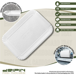 Fabriqué en Italie Plateau en carton blanc rectangulaire écologique biodégradable jetable de différentes tailles prêt à expédier - Product Image 3