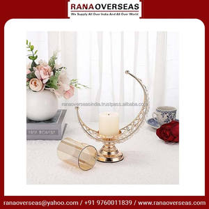 Soporte de luz T de media luna de cristal de Metal lujoso de calidad Superior con cubierta de vidrio Centros de mesa elegantes para decoración de fiestas y bodas - Product Image 6