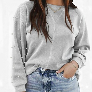 Sweatshirts pour femmes Logo personnalisé Devant Manches chauve-souris Col Anti-froissement Respirant Écologique 100% coton Vêtements décontractés d'hiver - Product Image 4