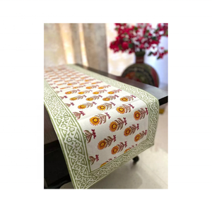 Motif d'impression de bloc de main minimaliste certifié GOTS 100% coton brodé Chic écologique 72 pouces 250g chemin de Table à manger - Product Image 2