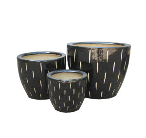 Juego de Macetas de Cerámica Esmaltada de Estilo Moderno Vietnamita con Orificio de Drenaje para Uso en Interiores/Exteriores, Jardín y Vivero - Product Image 5