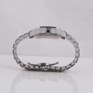 VVS Moissanite Luxe Entièrement Glacé Cadran en Verre Analogique Montre pour Homme Mouvement à Quartz Acier Inoxydable Hip Hop Rappeur - Product Image 5