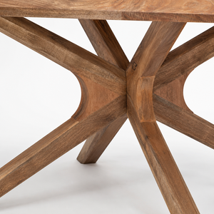 Table à manger ovale en bois de manguier massif, durable et moderne, base sculpturale, 6 places, garantie 5 ans, mobilier de salle à manger de luxe Japandi - Product Image 3