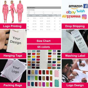 Conjunto de 2 piezas de moda informal de talla grande con logotipo personalizado, sudadera para correr, pantalones de chándal, chándal para mujer - Product Image 2