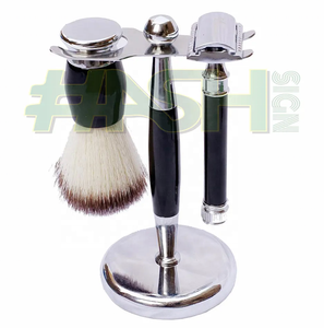 Juego de afeitado de grado A + de hoja doble para hombre profesional con cepillo de pelo de tejón de imitación taza de jabón de aleación estuche de viaje para uso de maquinilla de afeitar - Product Image 2