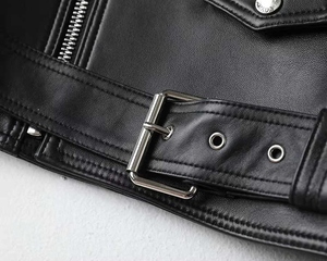 Veste en cuir véritable pour femmes de grande taille avec tissu doux respirant Fourniture d'usine personnalisée col montant mode - Product Image 5